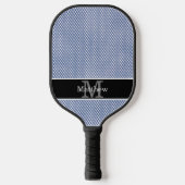 Blue Gingham geruite Initiaal monogram Pickleball Paddle (Voorkant)