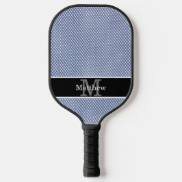 Blue Gingham geruite Initiaal monogram Pickleball Paddle