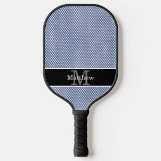 Blue Gingham geruite Initiaal monogram Pickleball Paddle