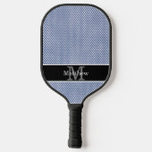 Blue Gingham geruite Initiaal monogram Pickleball Paddle (Achterkant)