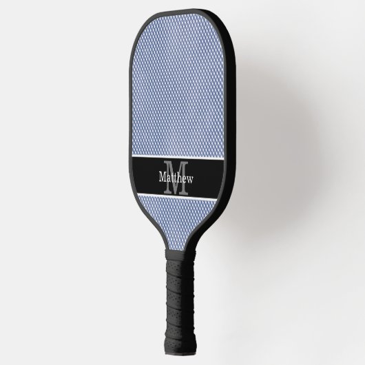Blue Gingham geruite Initiaal monogram Pickleball Paddle (Links)