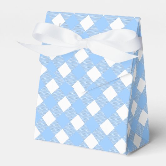 Blue Gingham geruite patroon gunst box Bedankdoosjes (Voorkant Zijde)