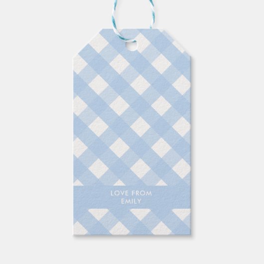 Blue Gingham Gift Label Cadeaulabel (Voorkant)