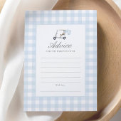 Blue Gingham Golf Baby shower advies Kaart