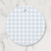 Blue Gingham Golf Baby shower Bedankjes Labels (Achterkant)