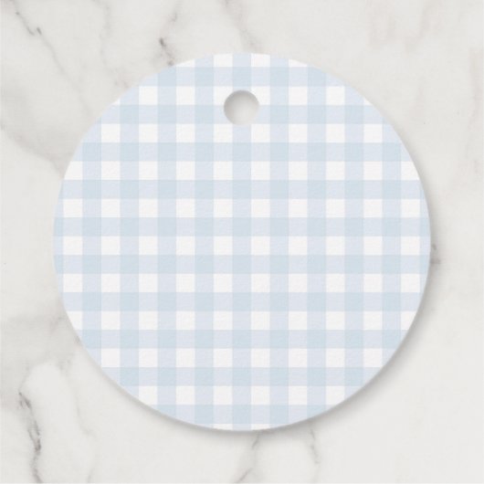 Blue Gingham Golf Baby shower Bedankjes Labels (Achterkant)