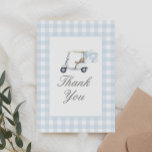 Blue Gingham Golf Baby shower Bedankkaart<br><div class="desc">Zeg dank aan vrienden en familie voor het bijwonen van uw baby shower met deze elegante golfbedankpas.</div>