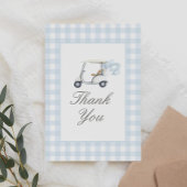 Blue Gingham Golf Baby shower Bedankkaart