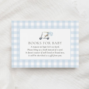 Blue Gingham Golf Baby shower Boeken voor Baby Informatiekaartje