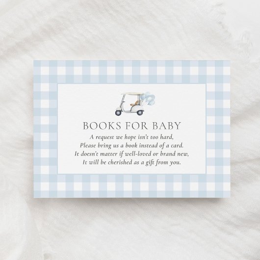 Blue Gingham Golf Baby shower Boeken voor Baby Informatiekaartje