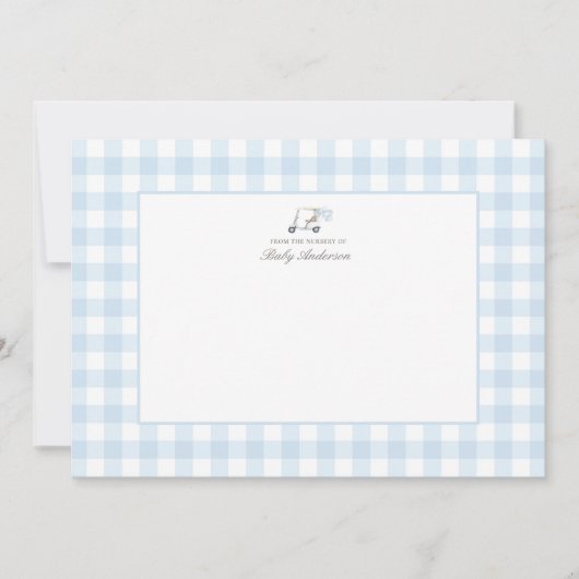 Blue Gingham Golf Baby shower Dank u kaart (Voorkant)