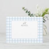Blue Gingham Golf Baby shower Dank u kaart (Staand voorkant)