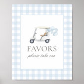 Blue Gingham Golf Baby shower Favorieten Sign Poster