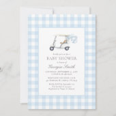 Blue Gingham Golf Baby shower Kaart (Voorkant)