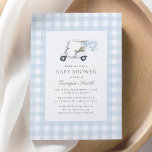 Blue Gingham Golf Baby shower Kaart<br><div class="desc">Nodig vrienden en familie uit om te delen in de vreugde van de komst van uw kleintje met deze elegante uitnodiging voor een baby shower met een golfthema.</div>