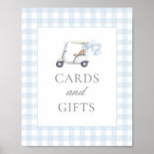 Blue Gingham Golf Baby shower Kaarten en cadeaubor Poster (Voorkant)