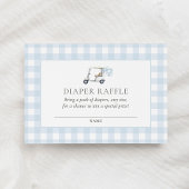Blue Gingham Golf Baby shower Luier Raffle ticket Informatiekaartje
