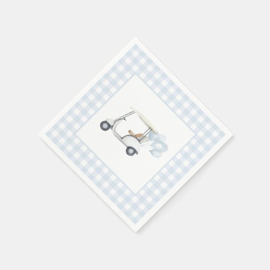 Blue Gingham Golf Baby shower Servet (Hoek)