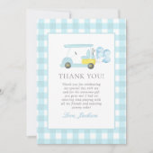 Blue Gingham Golf Boy 1e verjaardag Bedankkaart (Voorkant)