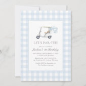 Blue Gingham Golf Boy Verjaardag Kaart (Voorkant)