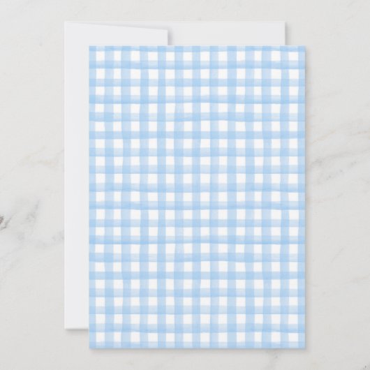 Blue Gingham Golf Verjaardag Par-T-shirt Uitnodigi Kaart (Achterkant)