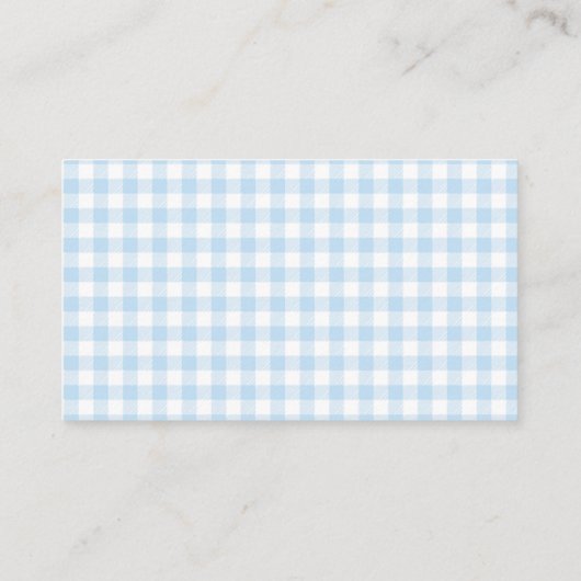 Blue Gingham Goose Baby shower Luier Raffle Informatiekaartje (Achterkant)