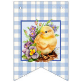 Blue Gingham Happy Birthday Vlaggetjes (Eerste vlag)