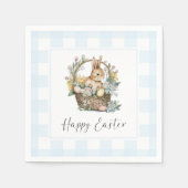 Blue Gingham Happy Easter Bunny Servet (Voorkant)