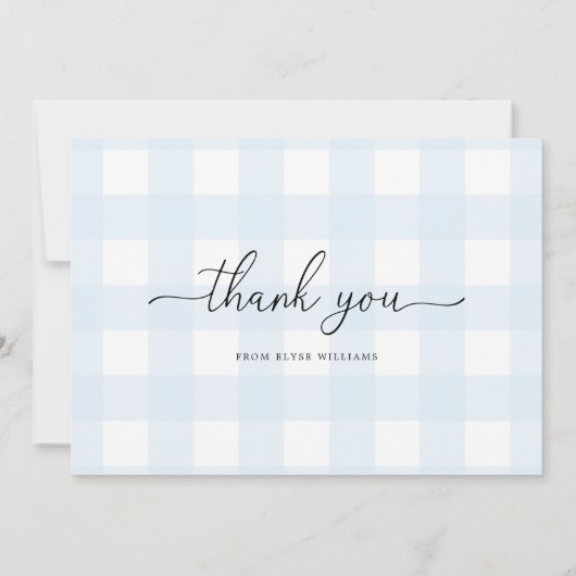 Blue Gingham - Hartelijk dank Kaart (Achterkant)