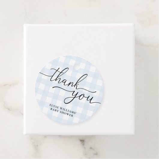 Blue Gingham Hartelijk dank voor het rondreLabel Bedankjes Labels (In situ)