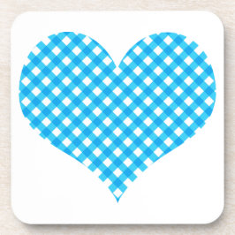Blue Gingham Heart Design Onderzetter