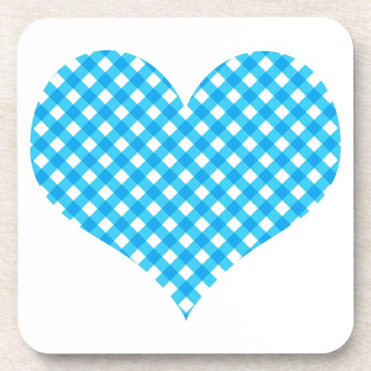 Blue Gingham Heart Design Onderzetter (Voorkant)