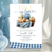 Blue Gingham Herfst in Love Herfst Theme Baby show Kaart