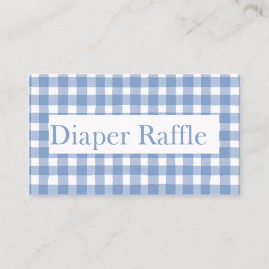 Blue gingham Highland Koe luierloterij Informatiekaartje (Achterkant)