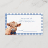 Blue gingham Highland Koe luierloterij Informatiekaartje (Voorkant)