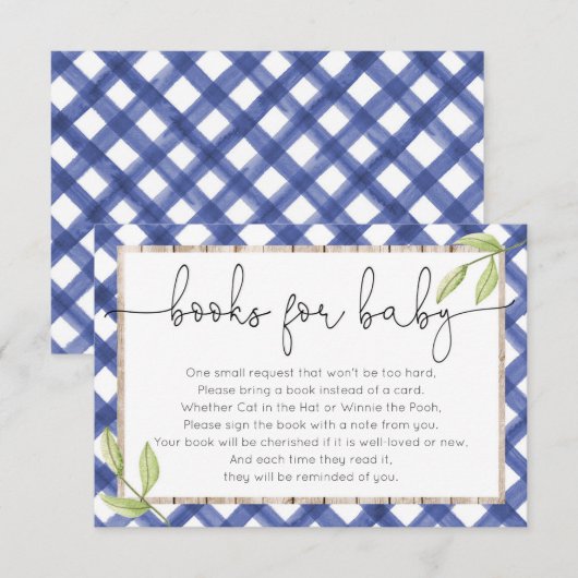 Blue gingham hout picknick zomer boek aanvraag informatiekaartje (Voorkant / Achterkant)