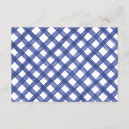 Blue gingham hout picknick zomer boek aanvraag informatiekaartje (Achterkant)