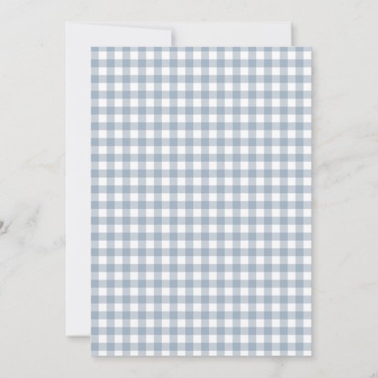 Blue Gingham | Huwelijk Dank u met Foto Bedankkaart (Achterkant)