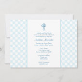 Blue Gingham Invite met Cross Kaart (Voorkant)