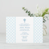 Blue Gingham Invite met Cross Kaart (Staand voorkant)