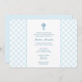 Blue Gingham Invite met Cross Kaart (Voorkant / Achterkant)