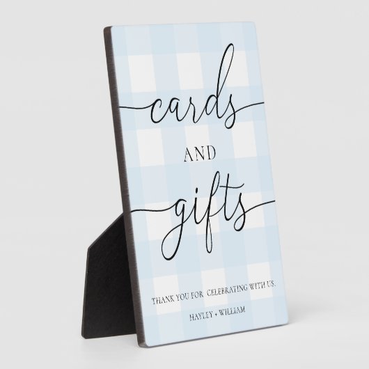 Blue Gingham Kaarten en geschenken Fotoplaat (Zijkant)