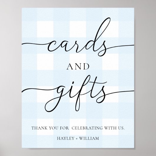 Blue Gingham Kaarten en geschenken Poster (Voorkant)