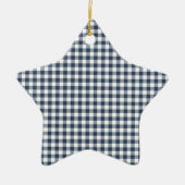 Blue Gingham Keramisch Ornament (Voorkant)