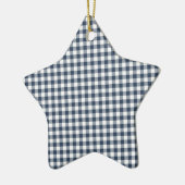 Blue Gingham Keramisch Ornament (Links)