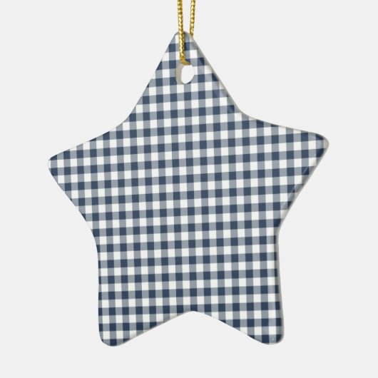 Blue Gingham Keramisch Ornament (Links)