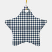 Blue Gingham Keramisch Ornament (Achterkant)