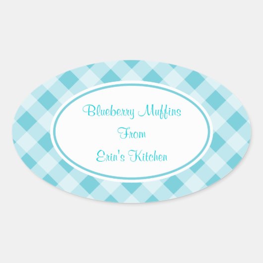 Blue Gingham Keuken Stickers (Voorkant)