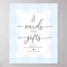 Blue Gingham Konijnkonijn Kaarten en geschenken