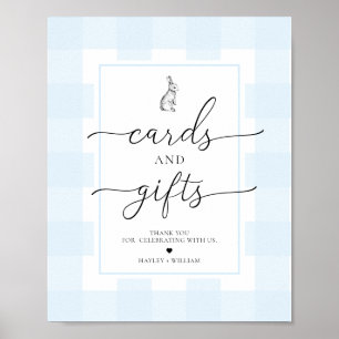 Blue Gingham Konijnkonijn Kaarten en geschenken Poster